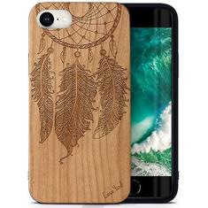 Imagem de Case Yard – Capa de madeira para celular, exterior de silicone TPU (poliuretano termoplástico) macio, capa protetora de madeira à prova de impactos para meninas, meninos, mulheres e homens, suporta carregamento sem fio