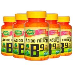 Imagem de Kit 5 Vitamina B9 (Ácido Fólico) - 60 Cápsulas - Unilife