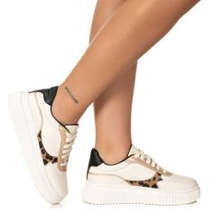 Imagem de Tenis Creper Feminino Casual Off White Onça Estilo Shoes