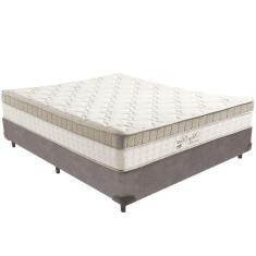 Imagem de Cama Box Cinza E Colchão King Best Bege Molas Ensacadas Casal Anjos