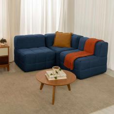 Imagem de sofá guldi popup com 2 módulos centrais e canto linho azul