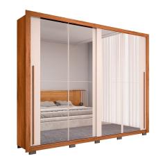 Imagem de Guarda-Roupa Casal com 4 Espelhos Praticus 2 pt 4 gv Freijó e Off White