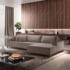Imagem de Sofá com Chaise 4 Lugares Linho 290 Cm Grécia Cinza