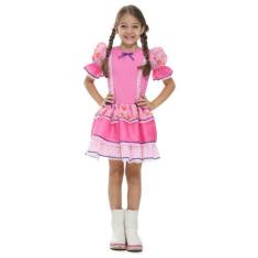 Imagem de Fantasia Vestido Caipira Junina Rosa com Babados Infantil - Festa Juni
