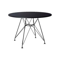 Imagem de Mesa Ferro Preto Tampo Redondo Madeira Preto 110Cm