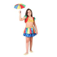 Imagem de Fantasia Carnaval Infantil Frevo Feminino Saia Colete Menina - Sulamer