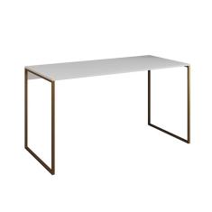 Imagem de Escrivaninha Industrial Base Ferro Dourado Tampo Mdp Branco 137x60
