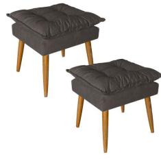 Imagem de Kit 02 Puff Puf Banqueta Opala Para Quarto Sala Recepção Suede Marrom 