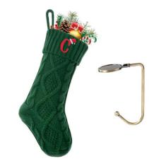 Imagem de VRFASHION Meias de Natal com iniciais, meias de Natal bordadas com letra C, monograma grande de 45,7 cm, meias de Natal tricotadas com monograma grande, decorações de Natal para família (1 pacote,