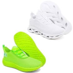 Imagem de Tênis Esportivo Confortavel Evoltenn Easy Solado 4D - 2 Pares Branco/V