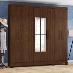Imagem de Roupeiro 8 Portas 04 Gavetas Com Espelho B51 Castanho - Briz Móveis
