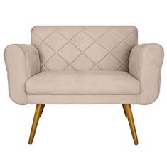 Imagem de Namoradeira Decorativa Estofada Para Sala de Recepção Isabella Suede Bege - LM DECOR