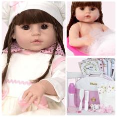 Imagem de Boneca Reborn Bebê Princesa Corpo Inteiro Silicone + Itens