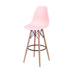 Imagem de Banqueta Boxbit Dkr Eames Polipropileno Salmão Base Madeira