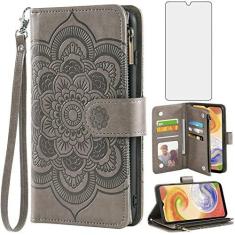 Imagem de Asuwish Capa de telefone para Samsung Galaxy A04e capa carteira com protetor de tela de vidro temperado e flor de couro flip suporte para cartão de crédito bolsa fólio TPU acessórios para celular AO4e