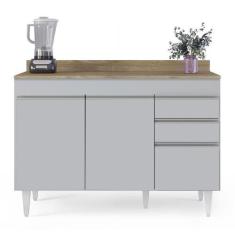 Imagem de Balcão De Cozinha Para Pia 120cm Com Tampo Michigan Cinza Claro-castan