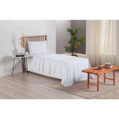 Imagem de Jogo De Lençol Versatile Ponto Palito Completo 3 Peças Solteiro Micropercal branco