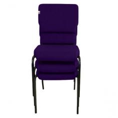 Imagem de 03 Cadeiras Empilhável Para Igrejas Evangélicas Linha Church Roxo