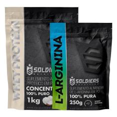 Imagem de Kit: Whey Protein Concentrado 1Kg + Arginina 250g - 100% Importado - Soldiers Nutrition-Unissex