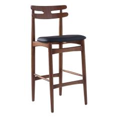 Imagem de Banqueta Alta Estofada França 46 x 106 Cm Madeira Maciça Imbuia Facto Impermeável Preto - RMI