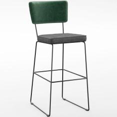 Imagem de Banqueta Alta Bar Sala De Jantar Fixa Allana L02 Facto Verde Musgo Lin