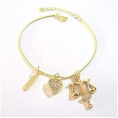 Imagem de Pulseira Rabo de Rato Direito Justiça Placa Folheado.