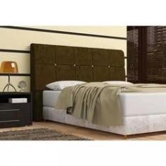 Imagem de Cabeceira Pietra Casal King 186 Cm Com Baú Interno Suede Marrom - DS Móveis