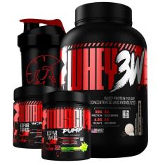 Imagem de Kit Whey Protein 3W + Pré Treino + Glutamina + Shaker-Unissex
