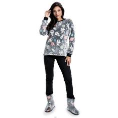 Imagem de Pijama Pelúcia Astronauta Com Modal Peluciado Preto