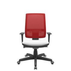 Imagem de Cadeira Office Brizza Tela Vermelha Assento Aero Branco Autocompensado