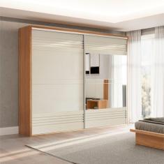 Imagem de Guarda Roupa de Casal com Espelho 267x238cm Freijó Off White Dalla Costa