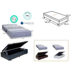 Imagem de Cama Box Baú Solteiro Reforçada + Colchão Sankonfort Protege Ortopédic