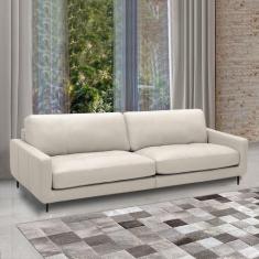 Imagem de Sofá Decorativo Isaac 3 Lugares Sala de estar 240cm Pés em Aço Couro O