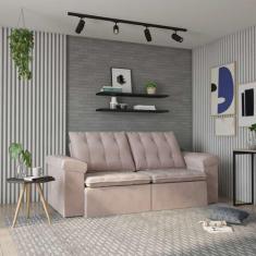 Imagem de Sofá 3 Lugares Retrátil E Reclinável Niterói Veludo Bege Claro 230 Cm