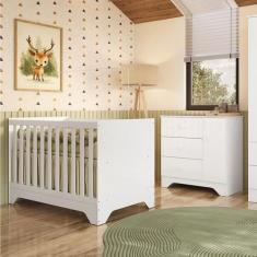 Imagem de Quarto de Bebê Cômoda 1 Porta e Berço Minicama 100% Mdf Ravy Espresso 