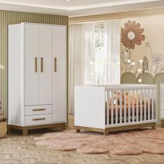 Imagem de Quarto de Bebê Qencanto Slim com Roupeiro 4340 e Berço Mini Cama 4315 