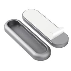 Imagem de BaiNong Puxadores ovais autoadesivos para móveis com fivela e gaveta de armário (alumínio) preto para porta de celeiro invisível porta janela chuveiro porta deslizante maçanetas adesivas sem furos