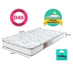 Imagem de Colchão Solteiro D45 Espuma Ortopédico Firme Certificada Bf Colchões 88x188x18cm