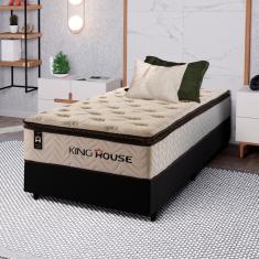 Imagem de Conjunto Cama Box c/ Molas Ensacadas Quartzo Marrom Solteiro 96x203x71