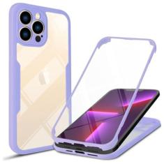 Imagem de Capa de telefone transparente de proteção total 360 para iPhone 14 Plus 13 12 11 15 Pro XS Max X Película frontal macia traseira rígida para PC, roxa, para iPhone8 7Plus