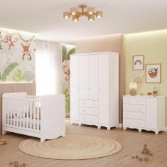 Imagem de Quarto Bebê Completo Berço Americano Bem 3Em1 Guarda Roupas 4 Portas C