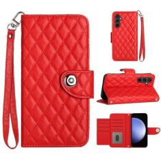 Imagem de Para Samsung Galaxy S23 FE, capa carteira com alça de pulso, capa flip de couro de encaixe magnético com 7 cartões e 1 compartimento para dinheiro, capa de telefone com suporte para Samsung S23 FE 5G