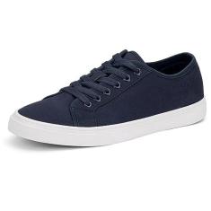 Imagem de Tênis masculino preto clássico cano baixo lona moderno com palmilha macia casual sapatos sociais para homens confortáveis sapatos de caminhada, Tb002-azul-marinho, 42