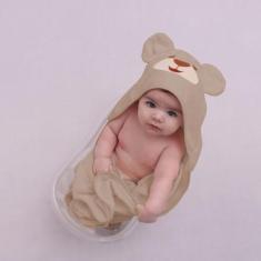 Imagem de Toalha De Banho Para Bebê Com Capuz De Bichinho Bordada - João e Maria