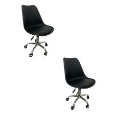 Imagem de Kit 2 Cadeiras Escritório Secretária Decorativa Eames Chicago Fratini Preto