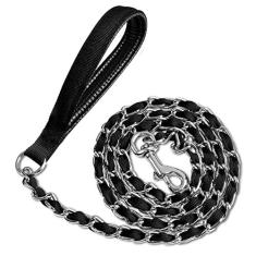 Imagem de Coleira para cães à prova de mastigação, corrente de metal e corda de nylon para cães de estimação com alça acolchoada, trelas resistentes para treinamento de cães médios e grandes