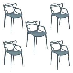 Imagem de Kit 5 Cadeiras Decorativas Sala e Cozinha Feliti (PP) Verde Petróleo - Gran Belo