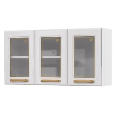 Imagem de Armário De Cozinha Aço Aéreo Triplo c/ Vidro Telasul Diamante Bco