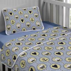 Imagem de Jogo de Cama Tecebem Malha Mini Cama(Montessoriana) Nino 3 Peças Azul
