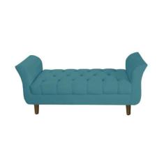 Imagem de Recamier Estofado Para Sala De Estar 90 Cm Grécia Suede Azul Turquesa